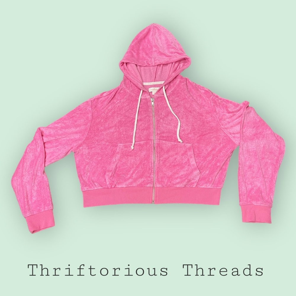 Colsie Cropped Terrycloth Zip Up